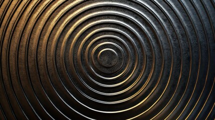 Poster - Abstract concentric circles pattern on dark metallic surface.