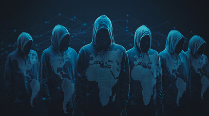Hacker are planning to hack and attack networks and cyber security systems.team people innovation connection of line from nail node to node on map background , networking concept