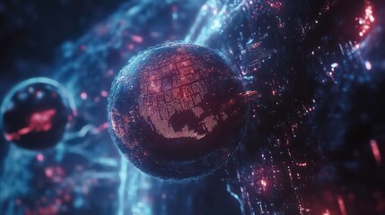 Aufkleber - Abstract digital globe with glowing connections.