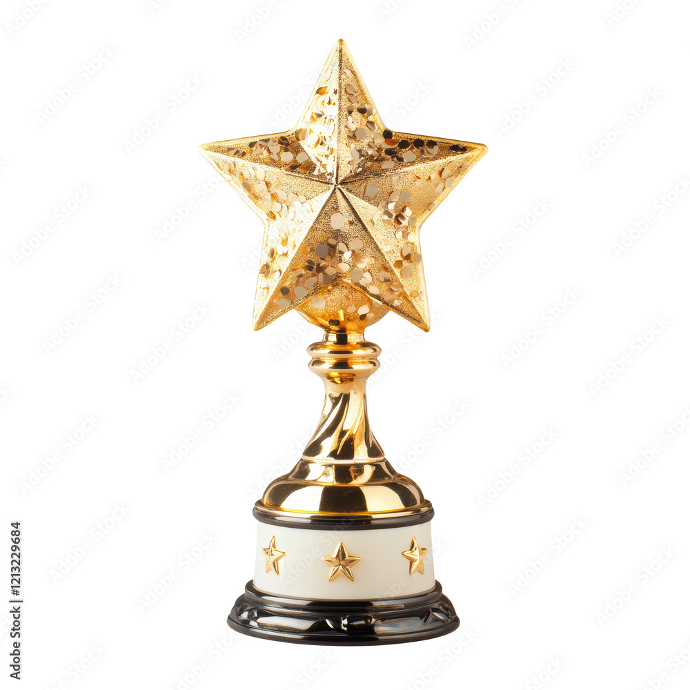 Gold star award trophy isolated on transparent background Stock Photo ...