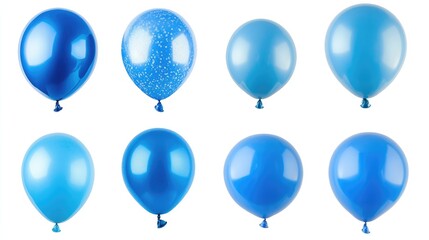 Wall Mural - Collection of blue balloon isolated on a white background as white