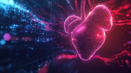 Aufkleber - Abstract digital illustration of human lungs, glowing particles, futuristic medical concept.
