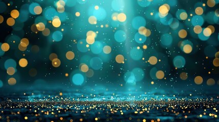 Wall Mural - experience the magic of new years eve with dazzling gold and dark blue fireworks bursting against a 