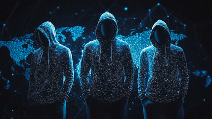 Hacker are planning to hack and attack networks and cyber security systems.team people innovation connection of line from nail node to node on map background , networking concept