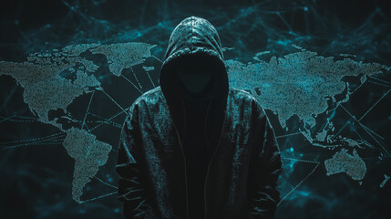 Hacker are planning to hack and attack networks and cyber security systems.team people innovation connection of line from nail node to node on map background , networking concept