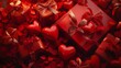 © Thirakun - Stunning valentine's day greeting card featuring deep red hearts and beautifully wrapped gifts for a romantic feel