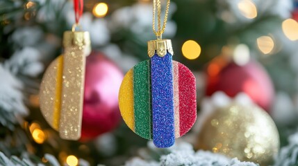 Wall Mural - Quick and easy holiday crafts using colorful popsicle sticks and glitter to create festive ornaments