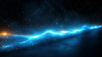 Wall Mural - Celestial Wave Of Glowing Blue Energy And Stars