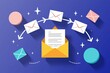 © SimpleDesignStudio - Colorful Email Marketing Concept with Letter and Envelopes on Blue Background Illustrating Digital Communication and Engagement