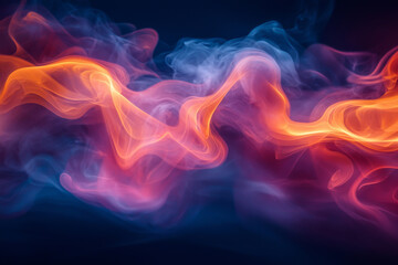 Wall Mural - abstract swirling smoke in vibrant hues of blue orange and pink