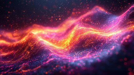 Wall Mural - abstract glittering cosmic landscape with vibrant hues