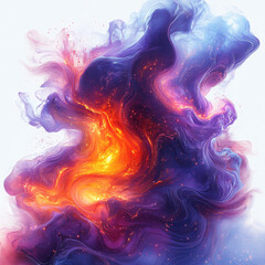Wall Mural - abstract cosmic nebula swirling fire and ice