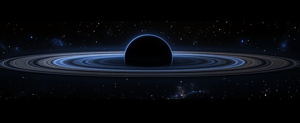 Wall Mural - black hole with accretion disk and rings in space.