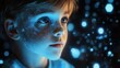 © zhuan - Child Engaged with Futuristic Tablet and Hologram Technology for Education and Privacy