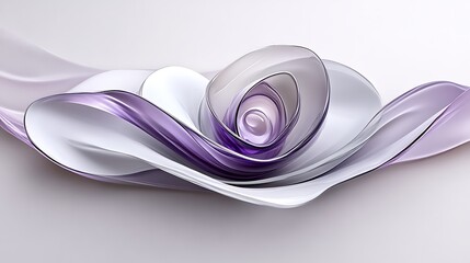 Abstract Purple and White Swirling Glass Sculpture