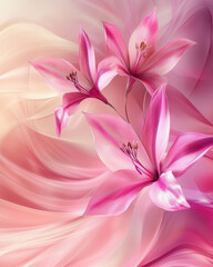 Wall Mural - Vibrant Pink Flowers with Abstract Background