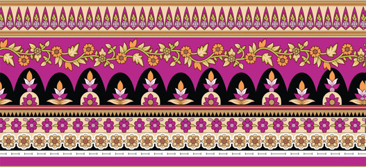 Wall Mural - Artistic ornamental borders with ethnic influences for wallpapers, gift wraps, and modern decor.