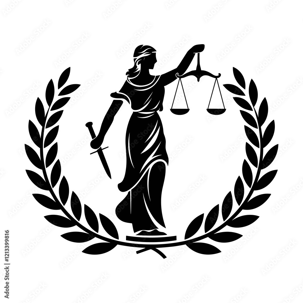 Lady Justice with Scales and Laurel Wreath Stock Vector | Adobe Stock