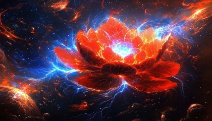 Wall Mural - A Captivating Sci-Fi Depiction of a Flower in Galactic Light