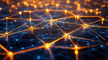Wall Mural - abstract network showing interconnected nodes and lines