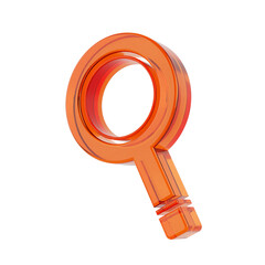 Poster - Orange Glass Web Magnifying Glass Loupe Tool Instrument Icon. 3d Rendering