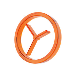 Poster - Orange Glass Web Clock Icon. 3d Rendering