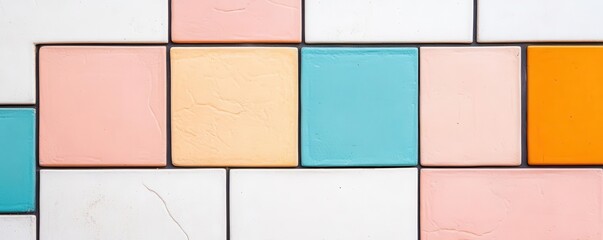 A row of geometric tiles, one tile missing and replaced by an abstract, colorful piece, bold contrast