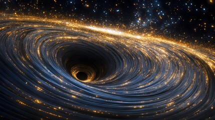 Wall Mural - golden dust swirling into a cosmic black hole