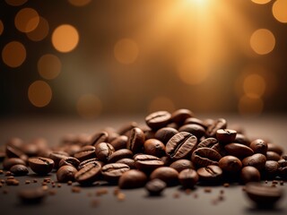 Wall Mural - Aromatic brown coffee beans with a rich, earthy flavor