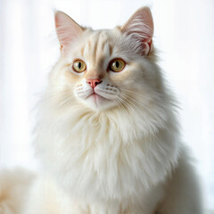 white angora cat with golden eyes