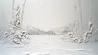 © Michael - Simplistic white and blue heavy impasto painting of a 16:9 white snowy winter landscapes with contemporary illustration