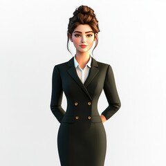 Wall Mural - Attractive Cartoon Businesswoman in a Stylish Suit