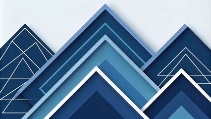 Wall Mural - Abstract Blue Geometric Layers Triangles, Lines, Shades, Background Design Abstract art, Geometric pattern