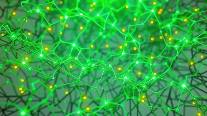 Green Network 3D Render - Futuristic Connections