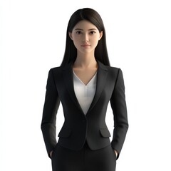 Wall Mural - Young Woman in Professional Black Business Suit