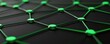 © Po - ev car concept. Abstract green network structure on a dark background, showcasing connections and nodes.