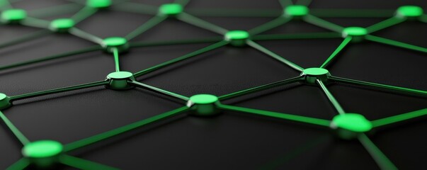 ev car concept. abstract green network structure on a dark background, showcasing connections and no