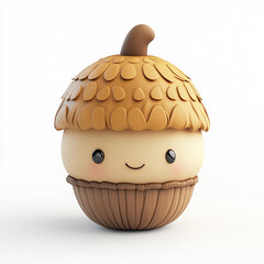 Wall Mural - kawaii acorn cute character 3d render design on white background