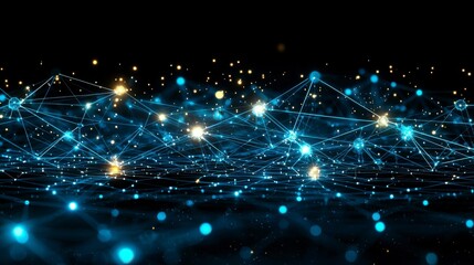 Digital network background featuring big data visualization with plexus lines, minimal array connections, and AI elements, symbolizing global technology and innovation.