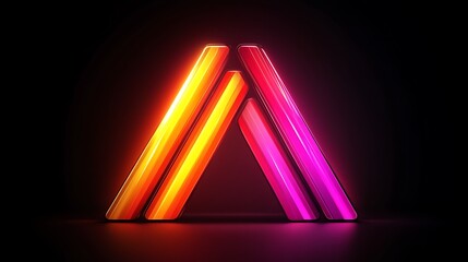 Glowing neon letter A, vibrant colors, dark background.