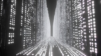 Binary code consisting of zeros and ones representing digital information