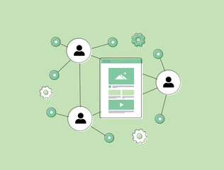 Wall Mural - user-generated content illustration - online reviews, social media posts, customer feedback, video s