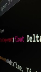 Wall Mural - closeup macro shot movement of coding script moving across led screen with real-time ai-generated ty