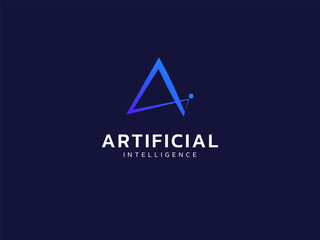 Wall Mural - artificial intelligence with letter a twisted infinity symbol futuristic technology logo vector desi