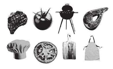 Wall Mural - abstract halftone grunge summer barbeque design elements