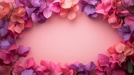 Wall Mural - Vibrant Pink Background Enhanced by Elegant Pink and Purple Leaves Creating a Harmonious and Calming Visual Experience Perfect for Artistic and Decorative Use in Various Contexts