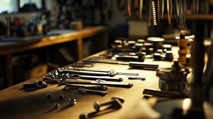 Wall Mural - Tools Laid Out on a Workshop Table