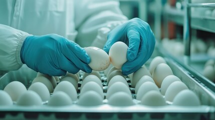 Wall Mural - Inspection of Eggs in Food Processing Plant