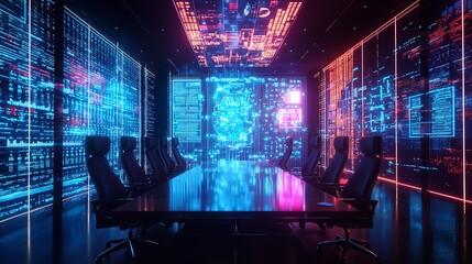 A Business Meeting Room with Holographic Blockchain
