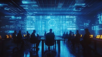 A Business Meeting Room with Holographic Blockchain